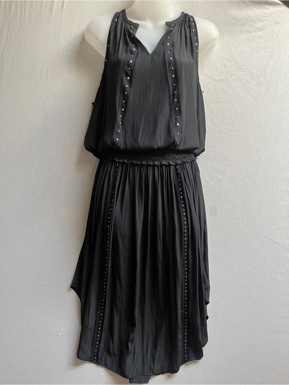 Ramy Brook Silk Blend Studded Sleeveless Midi Dress M
